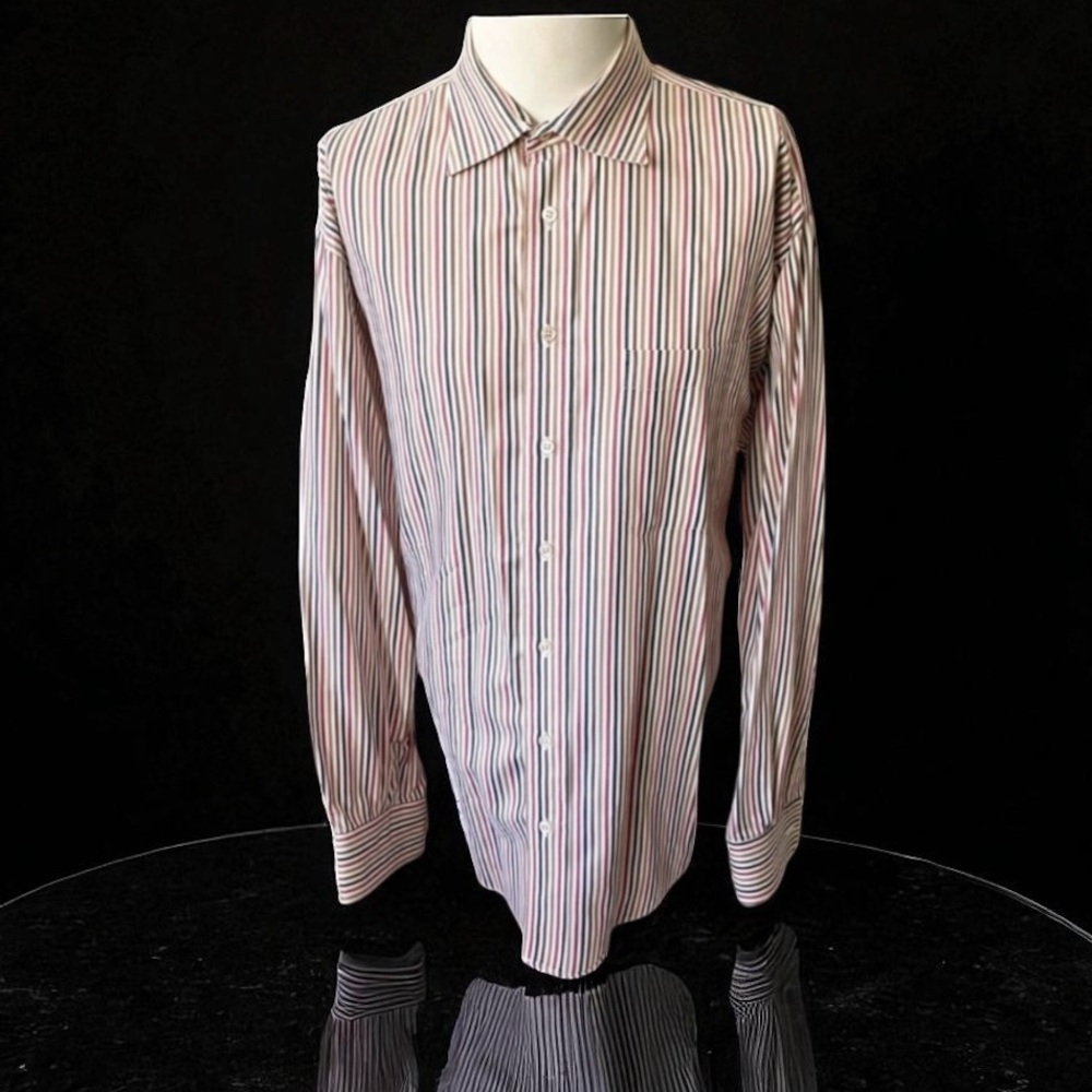 BURBERRY LONDON STRIPPED LONG SLEEVE SHIRT SIZE LARGE